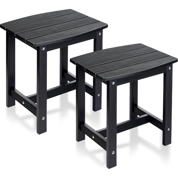 Y&M Outdoor Side Table, HIPS Adirondack Small Single Table, Waterproof Square Outside Table, Balcony Modern End Tables for Patio, Pool, Beach, Porch, Deck, Indoor or Outdoor Use (Black, 2 Pack)