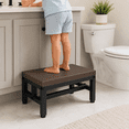 thumbnail image 1 of Y&M One Step Stool for Adults, Non-Slip Foot Stool with Metal Frame, Bed and Bathroom Step, Coffee, 1 of 10