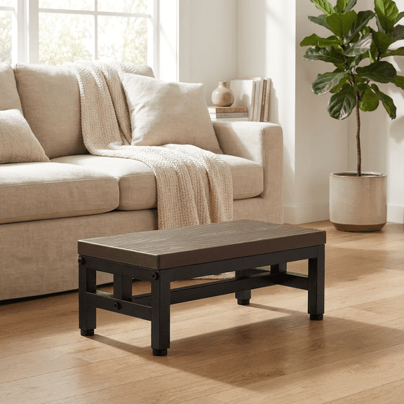 Y&M One Step Stool for Adults Kids, Adjustable Non-Slip Foot Stool with Sturdy Metal Frame, Bed Step for High Beds, Portable Step for Kitchen, Bathroom, Bedroom, Living Room – Coffee