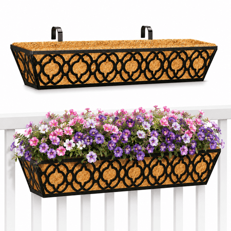 Y&M Window Box Railing Planter with Coco Liner, 30", 2 Count