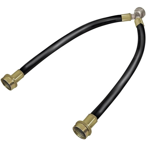 Y Mixer Hose, Mix Hot and Cold Water, 1ft Washer Braided Rubber Inlet Hose with Brass Couplings