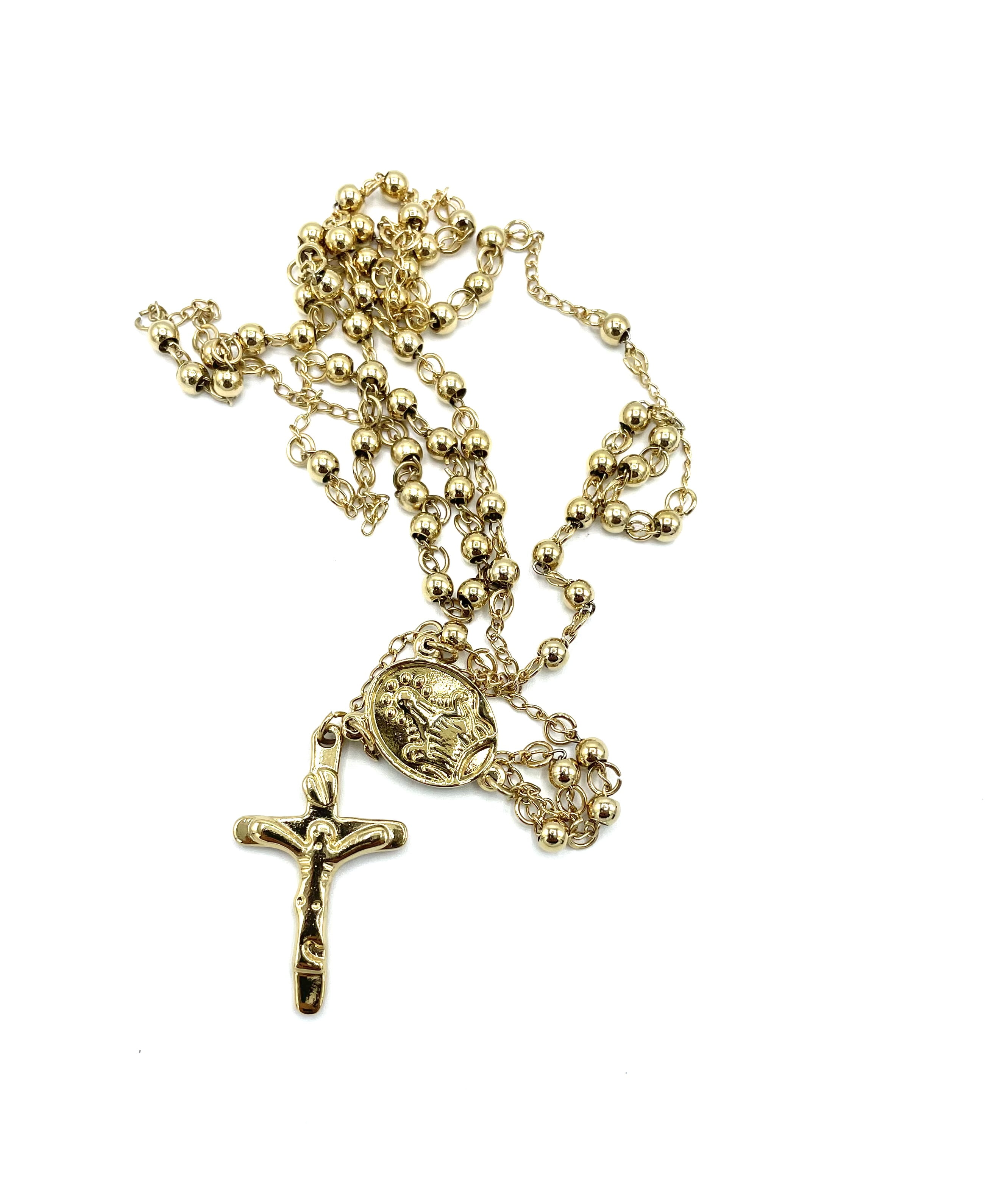 9ct Yellow Gold Rosary Round Bead Bracelet 375 Hallmarked Gold Women Cross  Bead Bracelet Brand New 7.5 Inch - Etsy