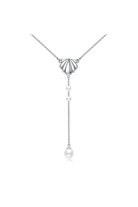 Y Necklace 925 Sterling Silver Sea Shell And Pearl / Rosary Cross/Honey Bee Pendant Necklace Beach Ocean Jewelry Gifts For Women