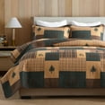 thumbnail image 1 of Y-PLWOMEN Cabin Quilt Queen Size - 100% Cotton Lodge Farmhouse Comforter Lightweight Quilted Bedspread, Plaid Bear and Deer Soft Bed Spread for Queen Bed with Pillow Shams, Dark Brown/Dark Green, 1 of 8