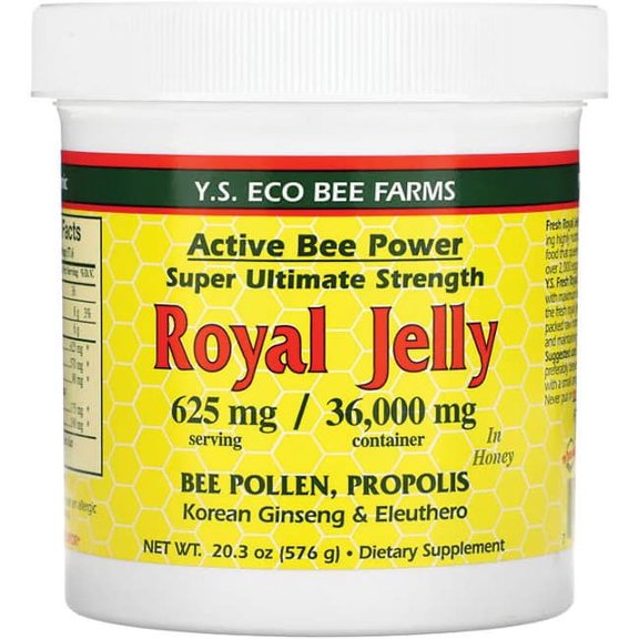 YS Eco Bee Farms Fresh Royal Jelly + Bee Pollen, Propolis, Ginseng, Honey Mix - 36,000mg 20.3 oz Liquid
