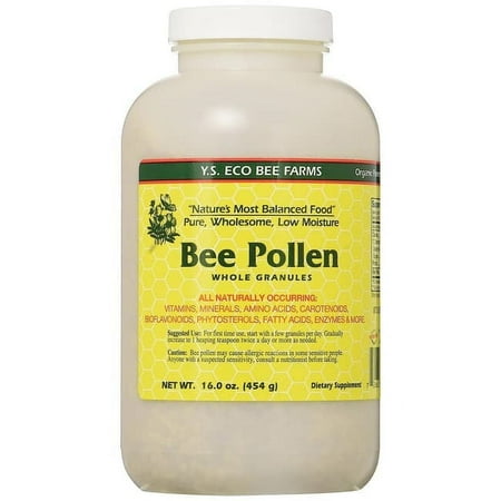 YS Eco Bee Farms Bee Pollen - Low Moisture Whole Granular 16 oz Granules.