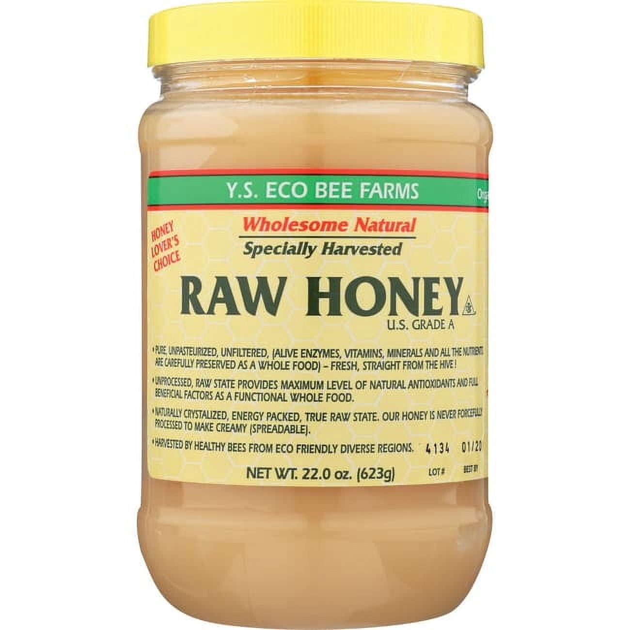 YS Organic Bee Farms Raw Honey  Allergen-Free, 22 oz (623 g)