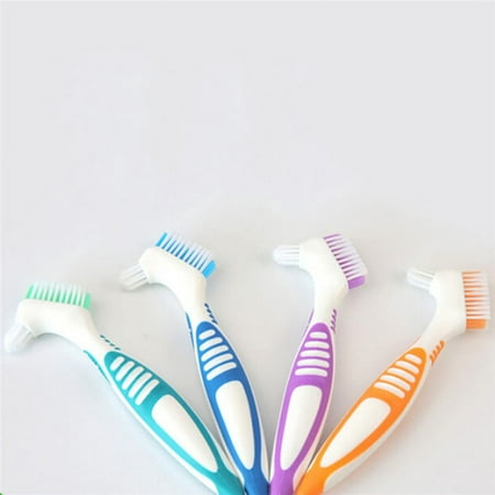 Y-Shape Dedicated Denture Double Brush Teeth Oral Care For Fake Teeth Double Brushes Toothbrush