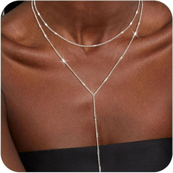 Y-Shape Gold Necklace for Women - 14K Gold Plated Minimalist Pendant Chain Jewelry, Elegant Gift for Anniversary
