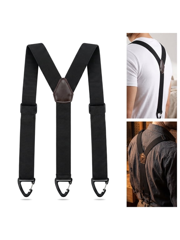 Y Shape Suspenders for Men - Adjustable Belt Loop Suspenders with 3 Hooks for Under Clothing and Suits, 1.5 Inch Width