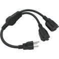 thumbnail image 1 of Y Splitter Extension Cord, 1.4FT 2 Way 1 to 2 Splitter Extension Cord, 3 Prong SJT 16AWG NEMA 5-15P to NEMA 5-15R x2, Male to Female Power Cord Cable Wire Extender Space Saver, 125V 13A 1625W, Black, 1 of 5