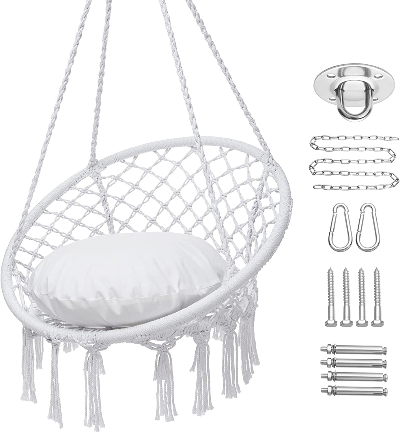 Y Stop Hammock Chair Macrame Swing Chair, Max 330 Lbs, Hanging Chair