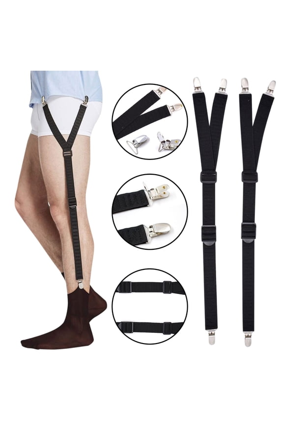 Y-Style Shirt Stays For Men with Non-Slip Locking Clamps and Adjustable Elastic Straps black One Size