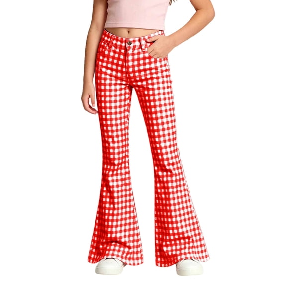 Y-Sunset 2026 Girl's School Uniform Flared Pants, Slim Fit Dressy Bottoms with Pockets for Teens, Dressy Pants for Back to Shool Cloths