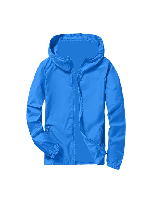 Big & Tall Men's Lightweight Jacket, UPF 50+ Waterproof Athltic Windbreaker, Zip Up Hoodie Packable Softshell Jacket for Travel Hiking