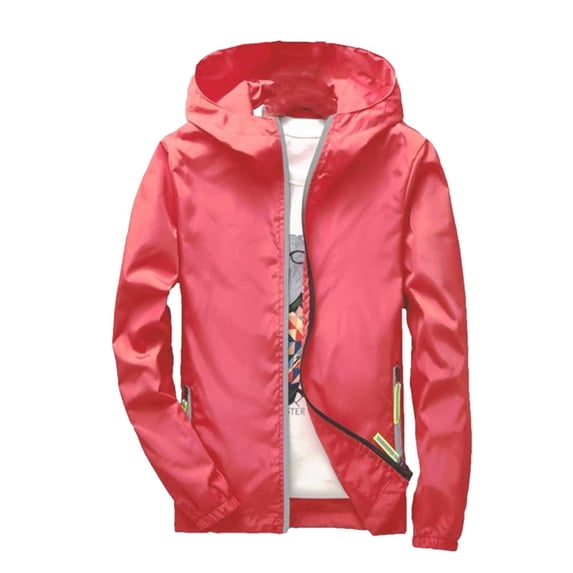 Y-Sunset Big & Tall Men's Lightweight Jacket, UPF 50+ Waterproof Reflection Windbreaker, Zip Up Hoodie Packable Softshell Jacket for Travel Hiking