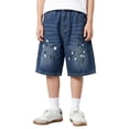 thumbnail image 1 of Y-Sunset Boys Denim Shorts for Boys Casual Mid Elastic Waist Boy's Jorts Baggy Jeans Shorts with Pockets Y2K Wide Leg Straight Leg Loose Jorts 5-6 Years&Blue#01, 1 of 8