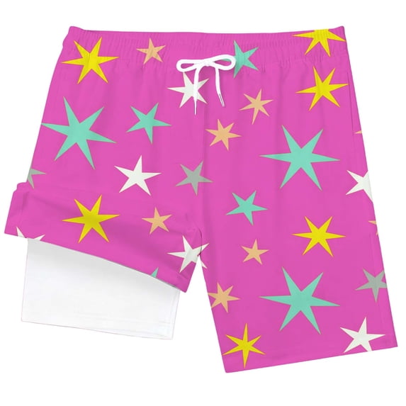 Y-Sunset Boys Swim Trunks with Compression Liner High Visibility Quick Dry Bathing Suit Vintage Swimming Shorts Kids 11-12 Years &Purple#03
