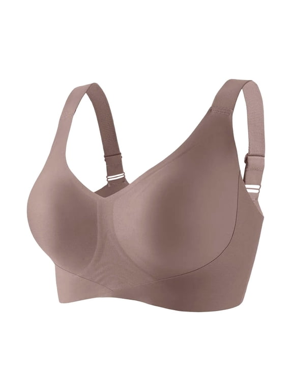 Bralette for Women Wireless Seamless Casual Underwear for Daily Solid Color Push Up Support Bras with Removable Pads,36A,Coffee
