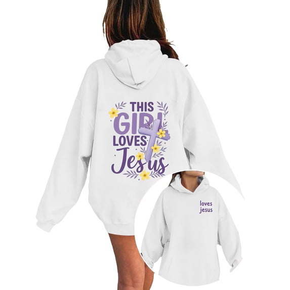 Y-Sunset Christian Jesus Hoodies for Girl, Long Sleeve Sweatshirt, Oversized Preppy Bible Verse Faith Graphic Sweatshirts