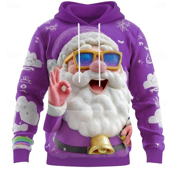 Y-Sunset Christmas Hoodies for Men Graphic, Long Sleeve Mens Hoodies Pullover, Loose Fit Hoodies for Men Big and Tall with Kangroo Pockets for Winter