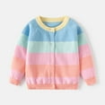 thumbnail image 1 of Y-Sunset Girls Crew Neck Rainbow Color Block Striped Knit Cardigan Raglan Long Sleeve Button Front Soft Outerwear Cotton Sweaters for Girl,8 Years,Pink, 1 of 6