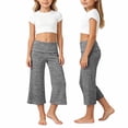 thumbnail image 1 of Y-Sunset Girls Fold Over Waist Yoga Pants, Kids Soft Stretchy Wide Leg Cropped Pants, Casual Flowy Culottes for Everyday Wear(Grey/13-14 Years), 1 of 3