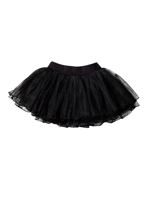 Girls Tutu Skirt Girls' Breathable Princess Pleated Mesh Skirt with Elastic Waistband & Soft Gauze Lining, Lightweight Daily Wear,5T,Black