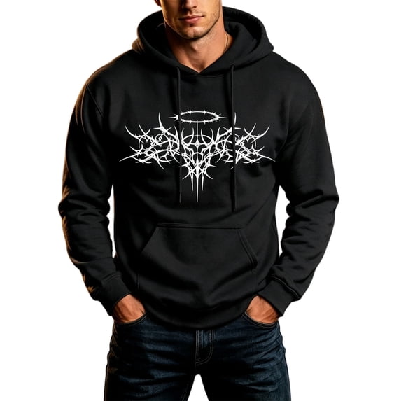 Y-Sunset Halloween Hoodies for Men Graphic, Long Sleeve Mens Hoodies Pullover, Loose Fit Hoodies for Men Big and Tall with Kangroo Pockets for Casual Fall & Winter