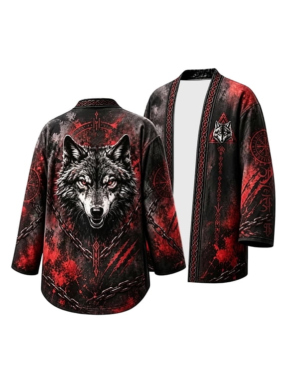 Halloween Jacket for Men, Vintage Long Hooded Cape Outerwear Mid Length Cardigan Jacket for Men Halloween Outfit