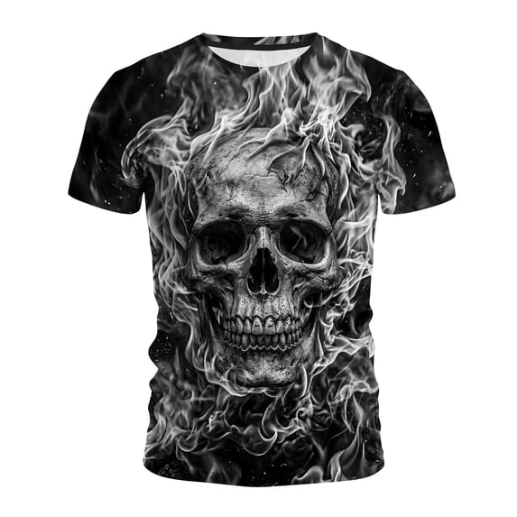 Y-Sunset Halloween T-Shirt for Men, Funny Skeleton Graphic Short Sleeve Crew Neck T-Shirt, Novelty Short Sleeve Crewneck Shirt