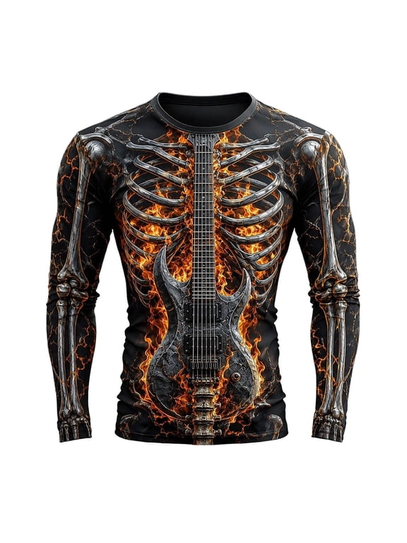 Halloween T-Shirt for Men, Funny Skeleton Graphic Short Sleeve Crew Neck T-Shirt, Novelty Short Sleeve Crewneck Shirt