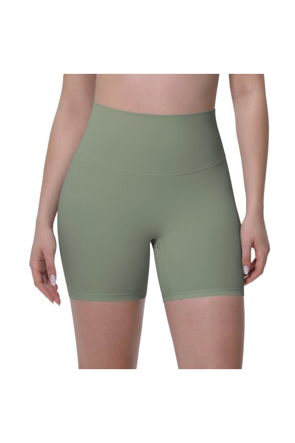 High Waisted Yoga Shorts for Women - Tummy Control Lifting Gym Workout Athletic Shorts Yoga Pants (Army Green/S)
