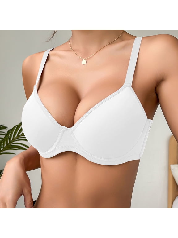 Push Up Bras for Women Full Coverage Plunge Underwire T-Shirt Bra Padded Push Up Bra for Everyday Comfort,38C,38C,White