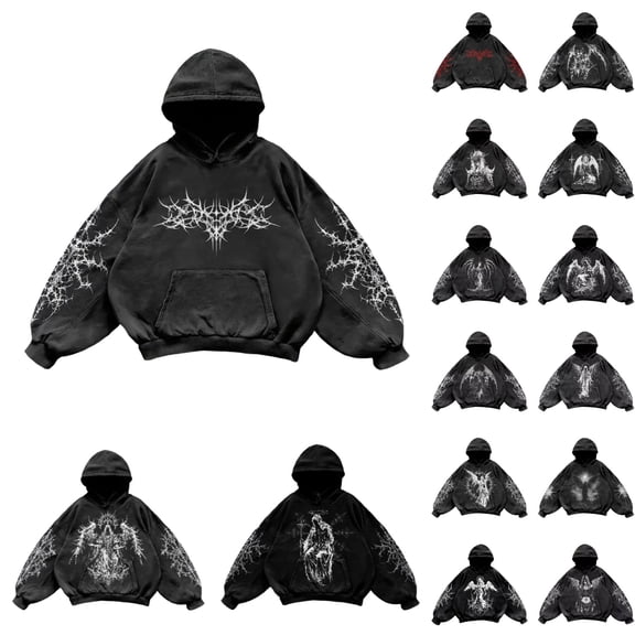 Y-Sunset Retro Punk 3D printing Hooded Sweaters, Gothic Fashion Hoodies for Men and Women y2k Sweatshirts 2000s clothes