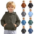 thumbnail image 1 of Y-Sunset Unisex Kids Solid Hooded Windbreaker Jacket, Wind Resistant Casual Coat for School, Park, Travel & Cool Spring Fall Outdoor Wear(Army Green/3-4 Years), 1 of 7