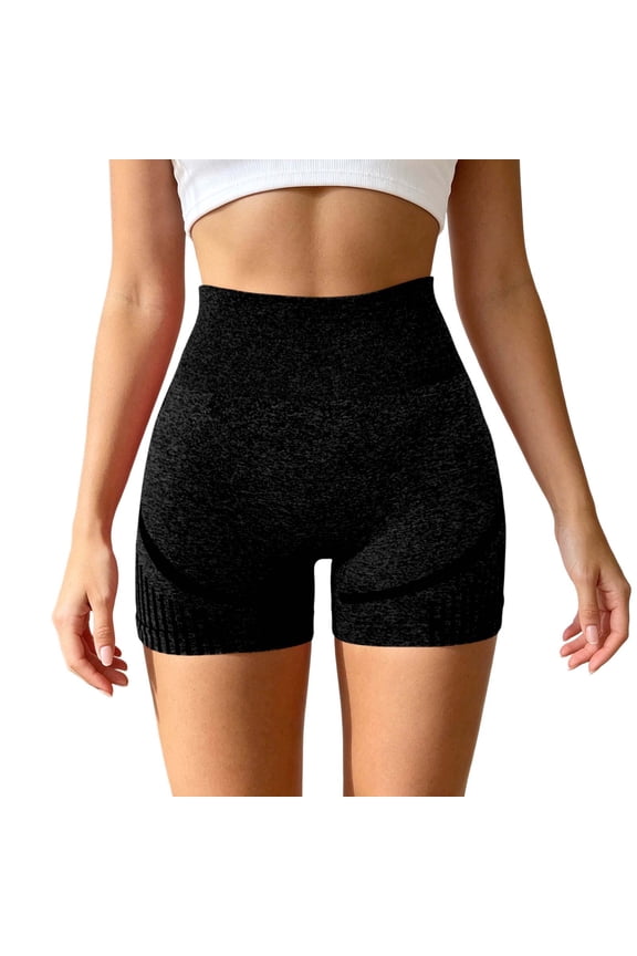 Women's High Waisted Seamless Yoga Shorts, Tummy Control Compression Workout Biker Shorts, Quick Dry Athletic Shorts for Gym, Running & Fitness(Black/M)