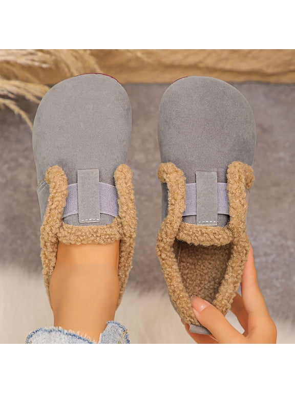 Womens Boots,Footwear for Ladies,Winter Short Ankle Flat Heel Fall Fleece,Gray,7