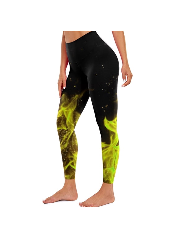 Workout Leggings for Women Yoga Pants,Women's Flame Printed Leggings Fitness Running Tight Yoga Pants,XL,Army Green