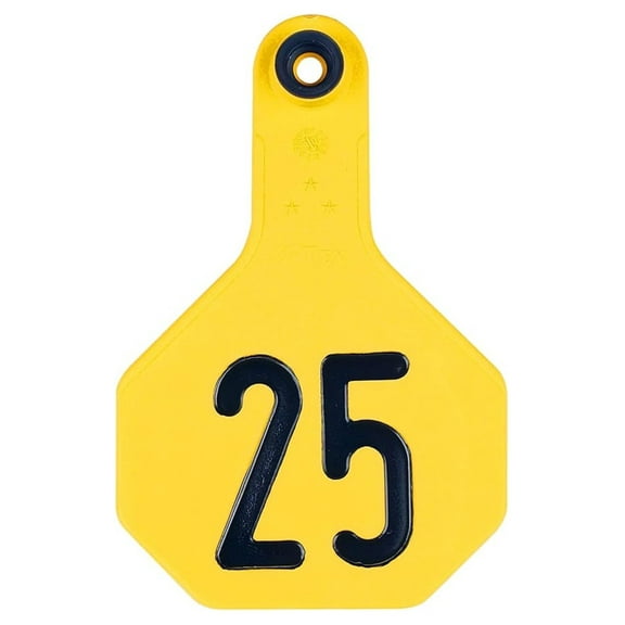 Y-TEX MD3 Yellow Ear Tags - 51-75 Numbering - Cattle Identification Tags - Livestock Management - Durable & Weather Resistant - 100 Tags