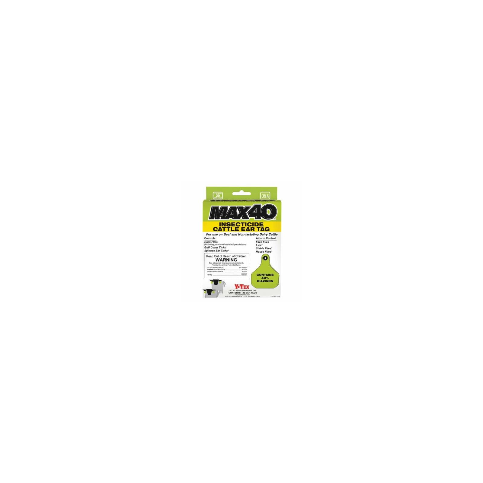 Y-Tex 21297070 MAX 40 Livestock Insecticide Ear Tag - Quantity 1