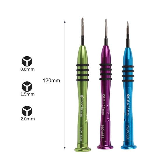 Y Tip Triwing Screwdriver Set 0.6mm 1.5mm 2.0mm for Phone Smartwatch Repair, 3PCS