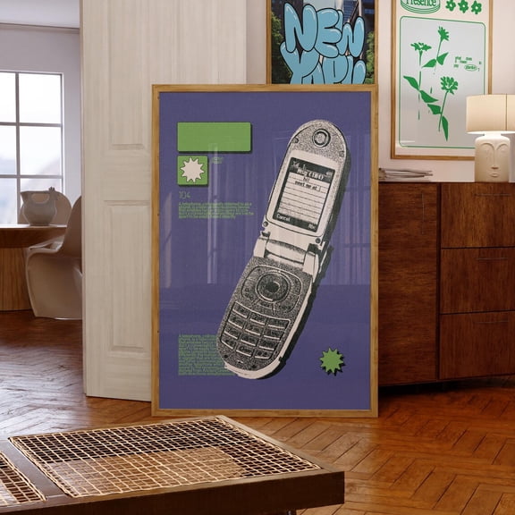 Y Two K Flip Phone Print, Trendy Poster Design, Unframed Paper Poster 8x10in