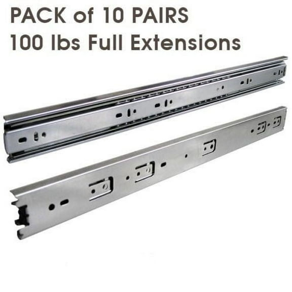 Y&Y Decor 10 Pairs Full Extension 100-lb Ball Bearing Drawer Slides 22"