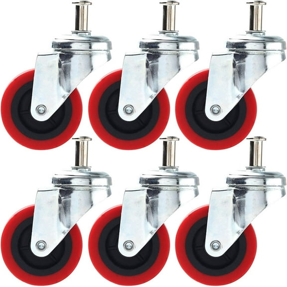 Y&Y Decor 6 Pcs Pack Heavy-Duty 2.5" Swivel Caster Wheel Creeper Service Cart Stool Post Mount, M8 x 5/8" Metric Threaded Stem Casters Wheels Replacement