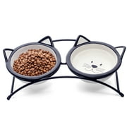 Y YHY 12 oz Cat Bowls Set, Ceramic Elevated Pet Dishes with Stand, Raised Pet Bowls for Cats/Small Dogs