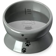 Y YHY Elevated Cat Bowls,5.5-Inch Tilted Ceramic Pet Bowls for Water/Food,Non-Slip Base,Neck Protection,Easy-to-Clean,Gray