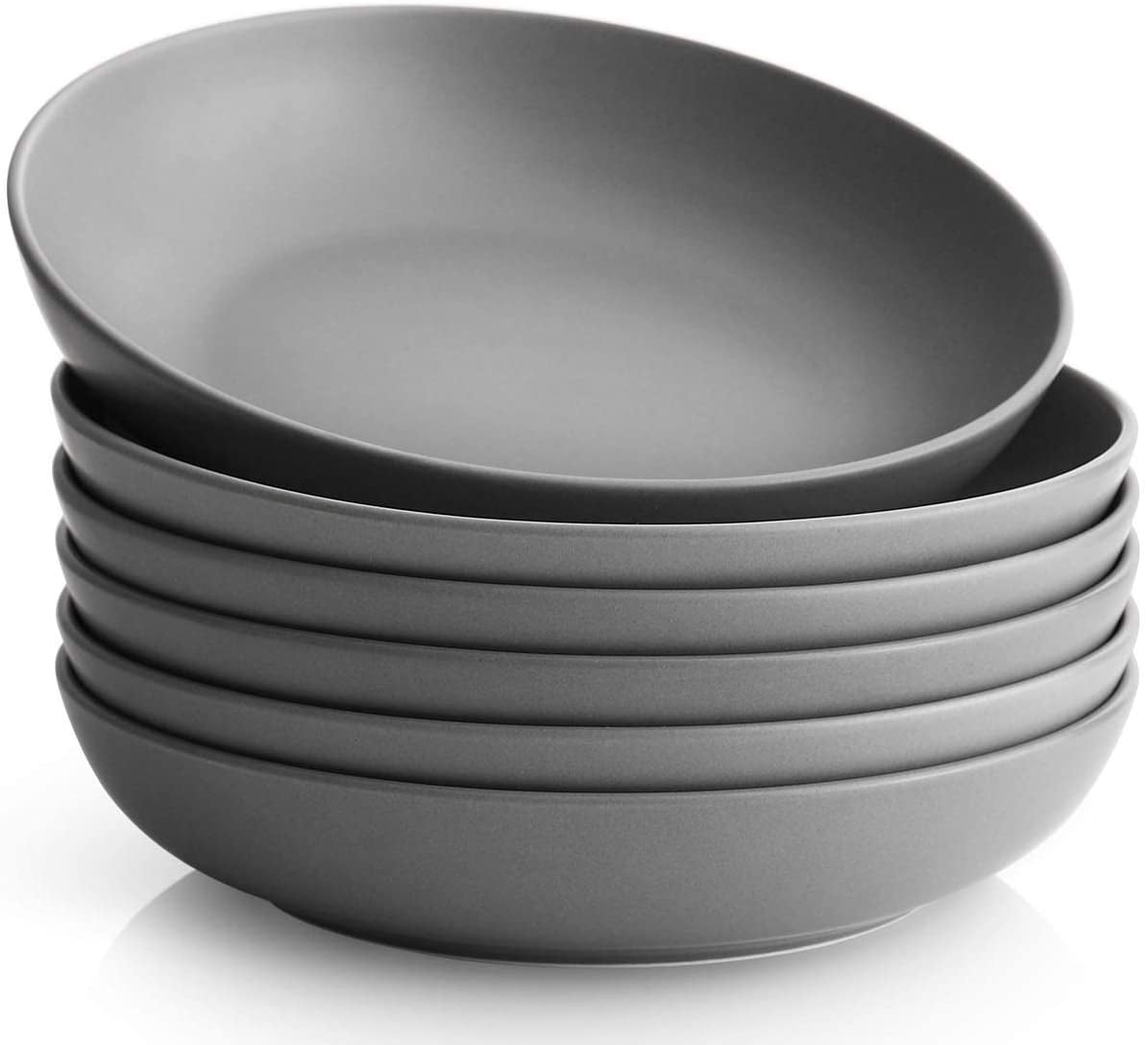 DOWAN Large Salad Bowls Set of 2,Ceramic Serving Bowls,26OZ Pasta Bowls  Sets,Elegant White Angled Decorative Bowls for Kitchen 