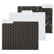 Y YOMA 12 Pack Rose Gold File Folders Letter Size Decorative File Folder Cute Pretty Colored Heavyweight Filing Folder File Organizers for Office School Home Desktop with 1/3-Cut Tab, Black & White