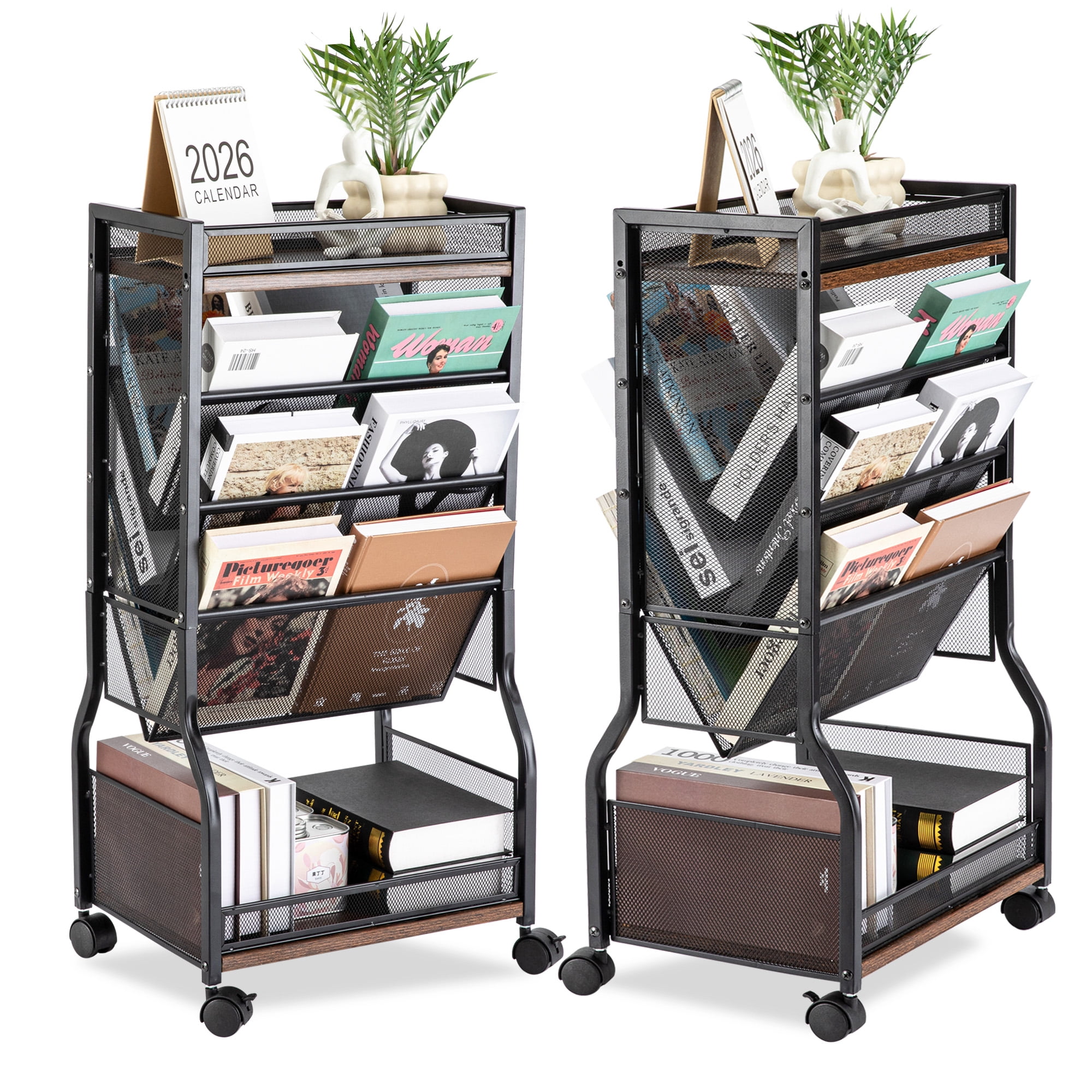 Y YOMA 8-Tier Rolling File Cart with Lockable Wheels, Dual-Sided ...